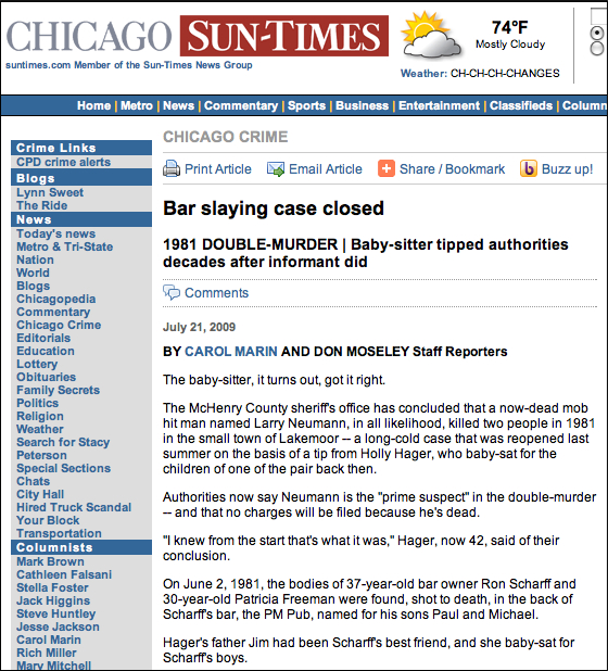 McHenry County 1981 » Bar slaying case closed 1981 DOUBLE-MURDER | Baby ...